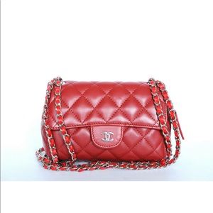 CHANEL RED MINI LAMBSKIN FLAP BAG ENTRUPY 🚫SOLD🚫